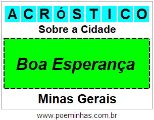 Acróstico Para Imprimir Sobre a Cidade Boa Esperança