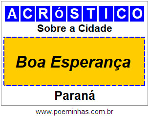 Acróstico Para Imprimir Sobre a Cidade Boa Esperança