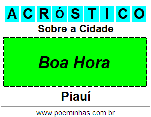 Acróstico Para Imprimir Sobre a Cidade Boa Hora