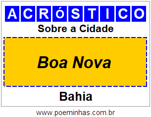 Acróstico Para Imprimir Sobre a Cidade Boa Nova