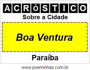 Acróstico Para Imprimir Sobre a Cidade Boa Ventura