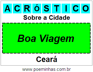 Acróstico Para Imprimir Sobre a Cidade Boa Viagem