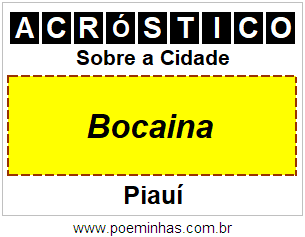 Acróstico Para Imprimir Sobre a Cidade Bocaina