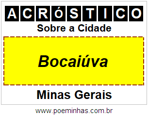 Acróstico Para Imprimir Sobre a Cidade Bocaiúva