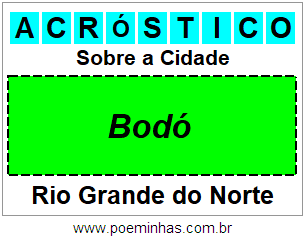 Acróstico Para Imprimir Sobre a Cidade Bodó