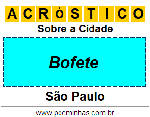 Acróstico Para Imprimir Sobre a Cidade Bofete