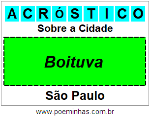 Acróstico Para Imprimir Sobre a Cidade Boituva