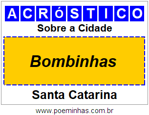 Acróstico Para Imprimir Sobre a Cidade Bombinhas