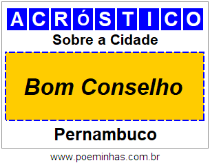 Acróstico Para Imprimir Sobre a Cidade Bom Conselho