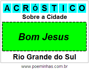 Acróstico Para Imprimir Sobre a Cidade Bom Jesus