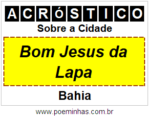 Acróstico Para Imprimir Sobre a Cidade Bom Jesus da Lapa