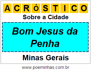 Acróstico Para Imprimir Sobre a Cidade Bom Jesus da Penha