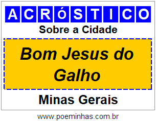 Acróstico Para Imprimir Sobre a Cidade Bom Jesus do Galho