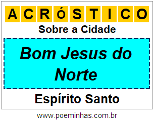 Acróstico Para Imprimir Sobre a Cidade Bom Jesus do Norte