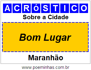 Acróstico Para Imprimir Sobre a Cidade Bom Lugar