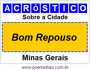 Acróstico Para Imprimir Sobre a Cidade Bom Repouso