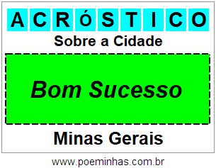 Acróstico Para Imprimir Sobre a Cidade Bom Sucesso