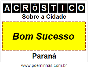 Acróstico Para Imprimir Sobre a Cidade Bom Sucesso