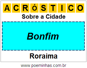 Acróstico Para Imprimir Sobre a Cidade Bonfim