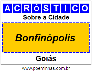 Acróstico Para Imprimir Sobre a Cidade Bonfinópolis