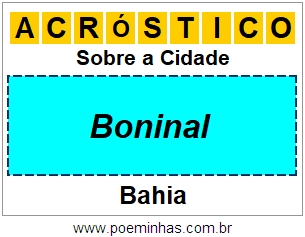 Acróstico Para Imprimir Sobre a Cidade Boninal