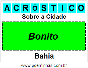 Acróstico Para Imprimir Sobre a Cidade Bonito