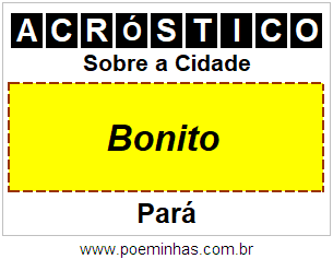 Acróstico Para Imprimir Sobre a Cidade Bonito