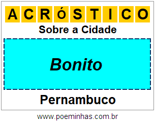 Acróstico Para Imprimir Sobre a Cidade Bonito