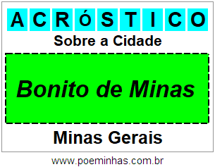 Acróstico Para Imprimir Sobre a Cidade Bonito de Minas