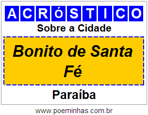 Acróstico Para Imprimir Sobre a Cidade Bonito de Santa Fé