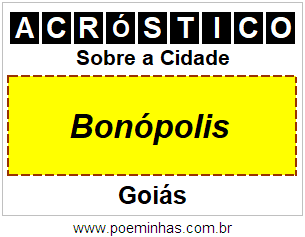 Acróstico Para Imprimir Sobre a Cidade Bonópolis