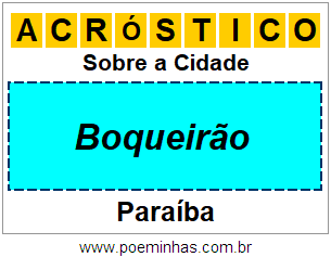 Acróstico Para Imprimir Sobre a Cidade Boqueirão