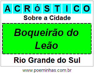 Acróstico Para Imprimir Sobre a Cidade Boqueirão do Leão