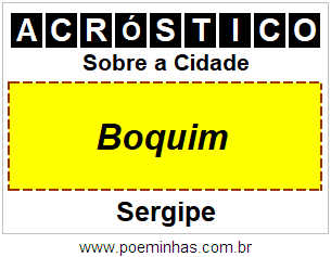 Acróstico Para Imprimir Sobre a Cidade Boquim