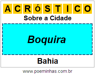 Acróstico Para Imprimir Sobre a Cidade Boquira