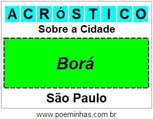 Acróstico Para Imprimir Sobre a Cidade Borá