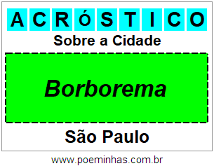 Acróstico Para Imprimir Sobre a Cidade Borborema