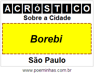 Acróstico Para Imprimir Sobre a Cidade Borebi