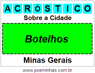 Acróstico Para Imprimir Sobre a Cidade Botelhos