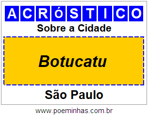 Acróstico Para Imprimir Sobre a Cidade Botucatu