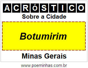 Acróstico Para Imprimir Sobre a Cidade Botumirim