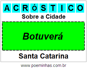 Acróstico Para Imprimir Sobre a Cidade Botuverá