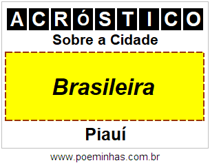 Acróstico Para Imprimir Sobre a Cidade Brasileira