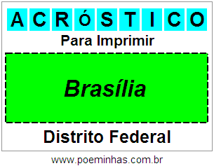 Acróstico Para Imprimir Sobre a Cidade Brasília