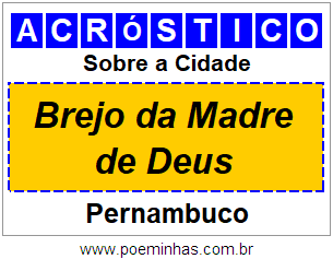 Acróstico Para Imprimir Sobre a Cidade Brejo da Madre de Deus