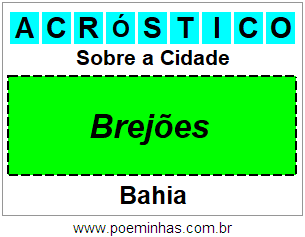 Acróstico Para Imprimir Sobre a Cidade Brejões