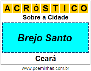 Acróstico Para Imprimir Sobre a Cidade Brejo Santo