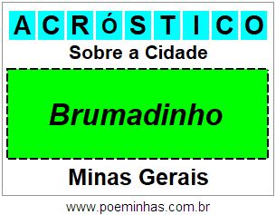 Acróstico Para Imprimir Sobre a Cidade Brumadinho