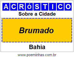 Acróstico Para Imprimir Sobre a Cidade Brumado