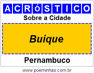 Acróstico Para Imprimir Sobre a Cidade Buíque